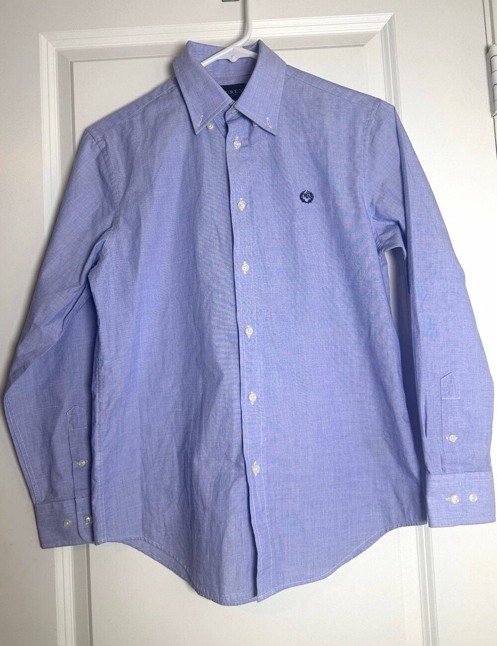 Lauren Ralph Lauren Men's Blue Solid Long Sleeve Point Collar Dress Shirt 16